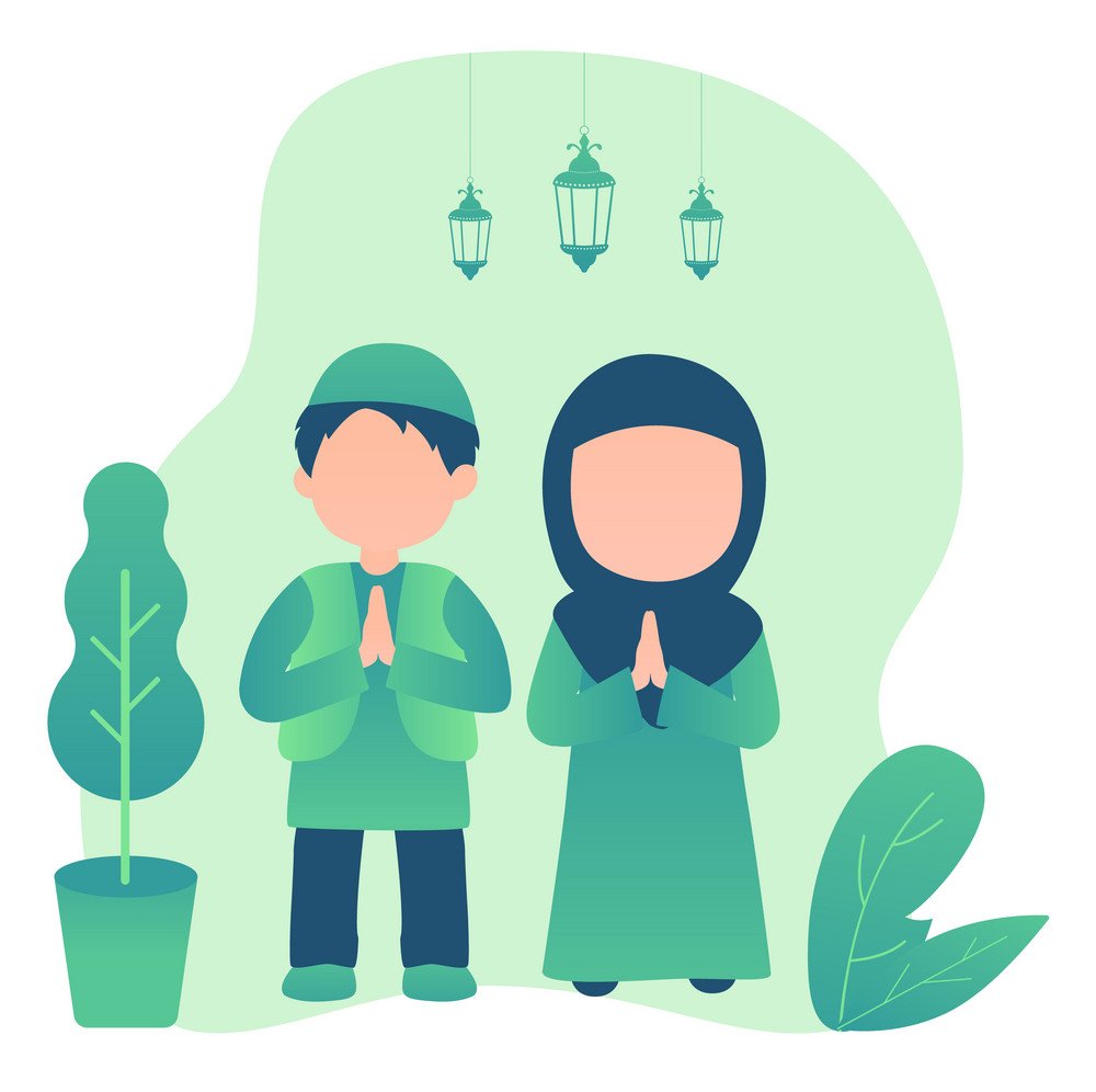 vector of Muslim flat design.Eid mubarak moments