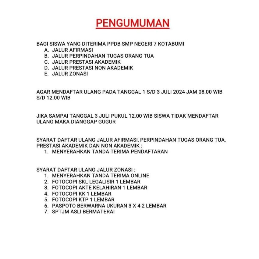 PENGUMUMAN PPDB